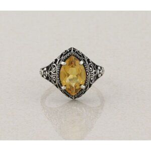 Sterling Silver Natural Citrine Ring Size 9